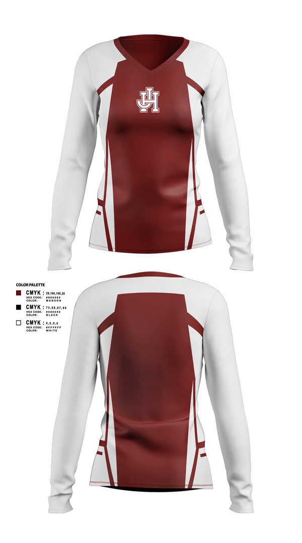Women's Long Sleeve Vneck Shirt, John Handley, Women's Soccer, Teamtime, Team time, sublimation, custom sports apparel, team uniforms, spirit wear, spiritwear, sports uniforms, custom shirts, team store, custom team store, fundraiser sports, apparel fundraiser