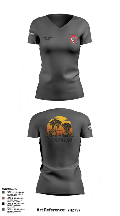 Charger Co. / 2-112th Infantry Battalion 37738588 Women's Short Sleeve V-neck Shirt - 66