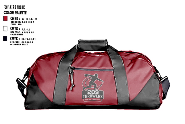 Duffle Bag, 209Throwers, Track & Field, Teamtime, Team time, sublimation, custom sports apparel, team uniforms, spirit wear, spiritwear, sports uniforms, custom shirts, team store, custom team store, fundraiser sports, apparel fundraiser