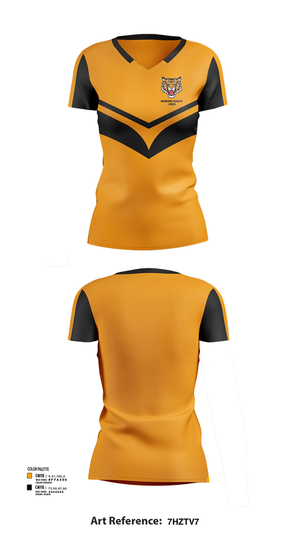 Womens Short Sleeve Vneck Shirt, Muskegon Heights Cheer, Cheer, Teamtime, Team time, sublimation, custom sports apparel, team uniforms, spirit wear, spiritwear, sports uniforms, custom shirts, team store, custom team store, fundraiser sports, apparel fundraiser