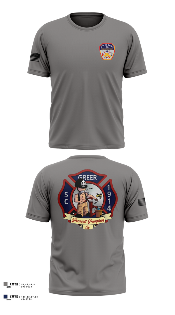 Old School Cotton Feel Shirt, City Of Greer FD, Fire Department, Teamtime, Team time, sublimation, custom sports apparel, team uniforms, spirit wear, spiritwear, sports uniforms, custom shirts, team store, custom team store, fundraiser sports, apparel fundraiser
