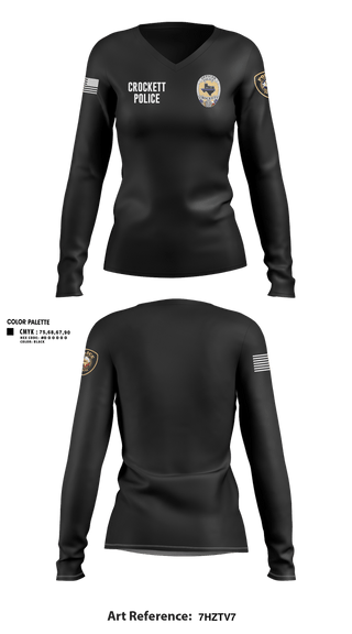 Womens Long Sleeve Vneck Shirt, Crockett Police Department, Police, Teamtime, Team time, sublimation, custom sports apparel, team uniforms, spirit wear, spiritwear, sports uniforms, custom shirts, team store, custom team store, fundraiser sports, apparel fundraiser