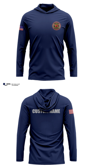 Long Sleeve hooded sunshirt, Klawock VFD, Fire Department, Teamtime, Team time, sublimation, custom sports apparel, team uniforms, spirit wear, spiritwear, sports uniforms, custom shirts, team store, custom team store, fundraiser sports, apparel fundraiser