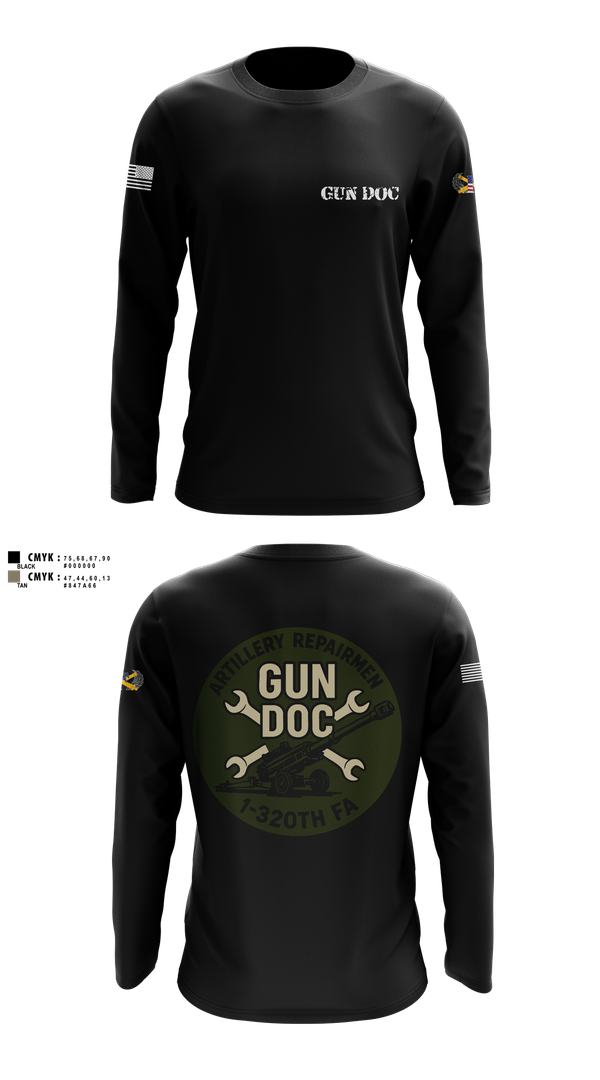 Long Sleeve Performance Shirt, ARMT 1-320th Field Artillery, Army, Teamtime, Team time, sublimation, custom sports apparel, team uniforms, spirit wear, spiritwear, sports uniforms, custom shirts, team store, custom team store, fundraiser sports, apparel fundraiser