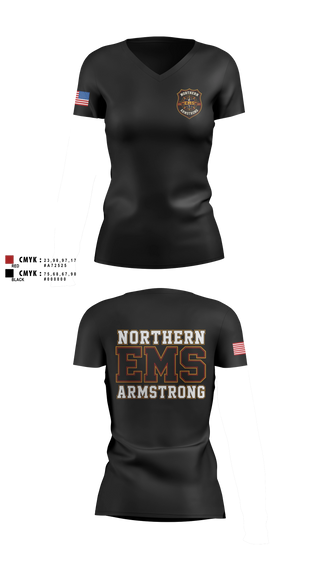 Womens Short Sleeve Vneck Shirt, Northern Armstrong EMS, EMS/EMT, Teamtime, Team time, sublimation, custom sports apparel, team uniforms, spirit wear, spiritwear, sports uniforms, custom shirts, team store, custom team store, fundraiser sports, apparel fundraiser