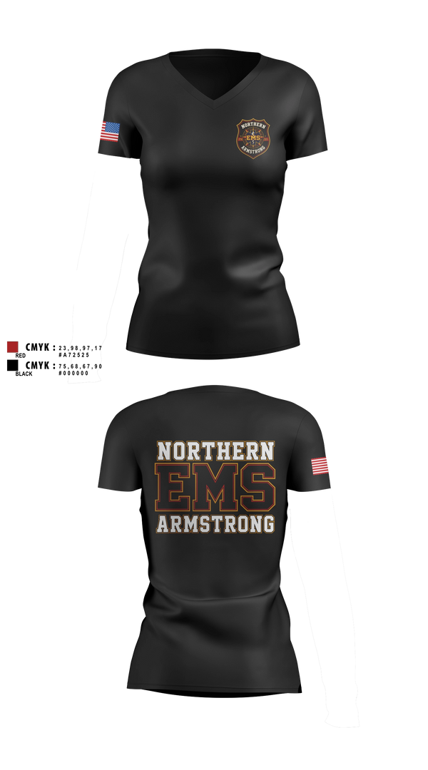 Womens Short Sleeve Vneck Shirt, Northern Armstrong EMS, EMS/EMT, Teamtime, Team time, sublimation, custom sports apparel, team uniforms, spirit wear, spiritwear, sports uniforms, custom shirts, team store, custom team store, fundraiser sports, apparel fundraiser
