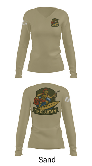 Womens Long Sleeve Vneck Shirt, Task Force Spartan, , Teamtime, Team time, sublimation, custom sports apparel, team uniforms, spirit wear, spiritwear, sports uniforms, custom shirts, team store, custom team store, fundraiser sports, apparel fundraiser