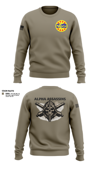 Crew Neck Sweatshirt, 1-148 FA A Btry, National Guard, Teamtime, Team time, sublimation, custom sports apparel, team uniforms, spirit wear, spiritwear, sports uniforms, custom shirts, team store, custom team store, fundraiser sports, apparel fundraiser
