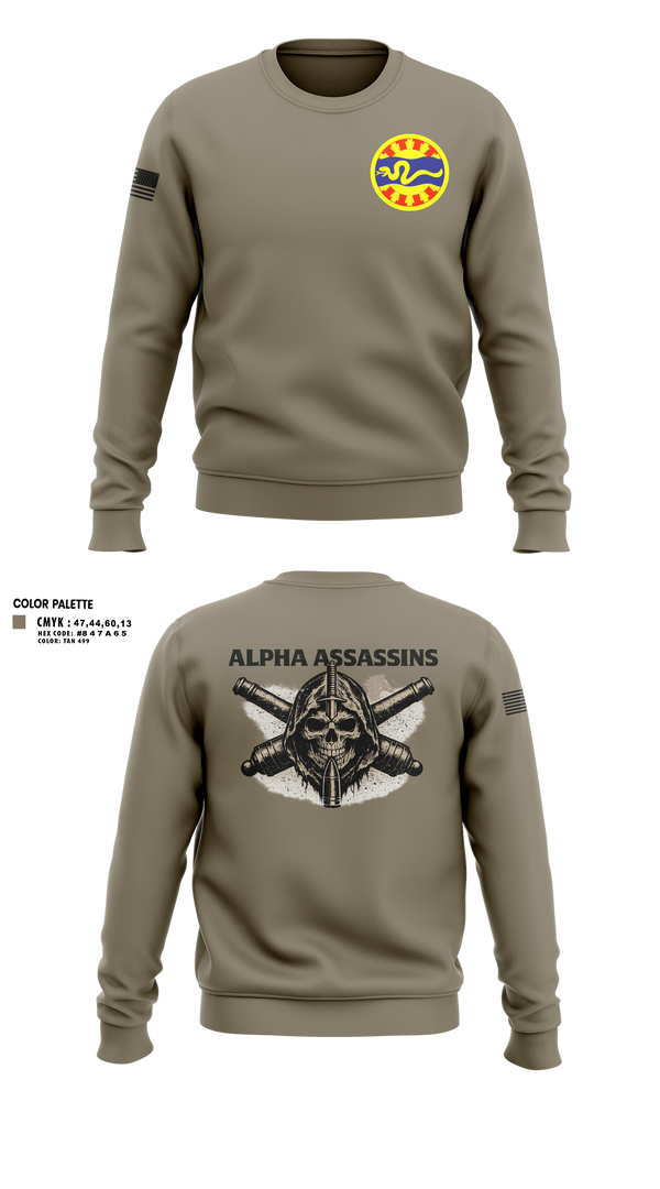 Crew Neck Sweatshirt, 1-148 FA A Btry, National Guard, Teamtime, Team time, sublimation, custom sports apparel, team uniforms, spirit wear, spiritwear, sports uniforms, custom shirts, team store, custom team store, fundraiser sports, apparel fundraiser