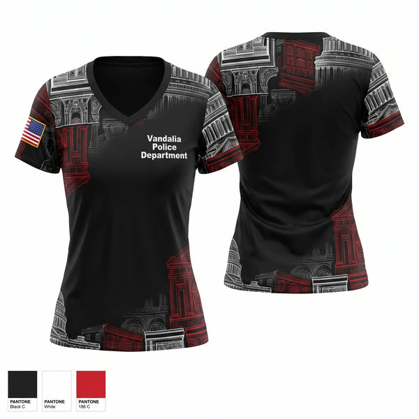 Womens Short Sleeve Vneck Shirt, Vandalia Police Department, Police, Teamtime, Team time, sublimation, custom sports apparel, team uniforms, spirit wear, spiritwear, sports uniforms, custom shirts, team store, custom team store, fundraiser sports, apparel fundraiser