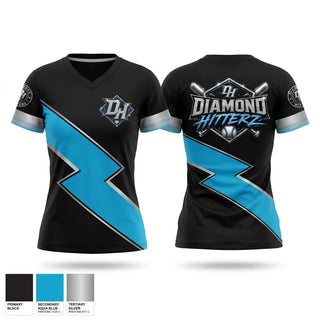 Womens Short Sleeve Vneck Shirt, Diamond Hitterz, Baseball, Teamtime, Team time, sublimation, custom sports apparel, team uniforms, spirit wear, spiritwear, sports uniforms, custom shirts, team store, custom team store, fundraiser sports, apparel fundraiser