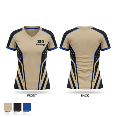 210 Bulldogs Women's Short Sleeve V-neck Shirt - 1