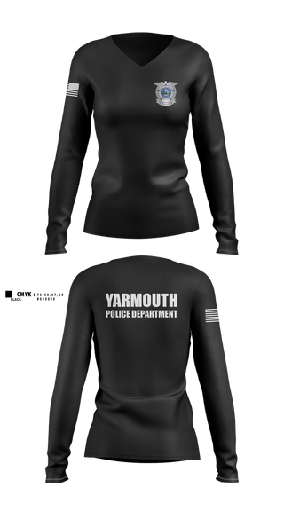 Womens Long Sleeve Vneck Shirt, YARMOUTH POLICE DEPARTMENT, Police, Teamtime, Team time, sublimation, custom sports apparel, team uniforms, spirit wear, spiritwear, sports uniforms, custom shirts, team store, custom team store, fundraiser sports, apparel fundraiser