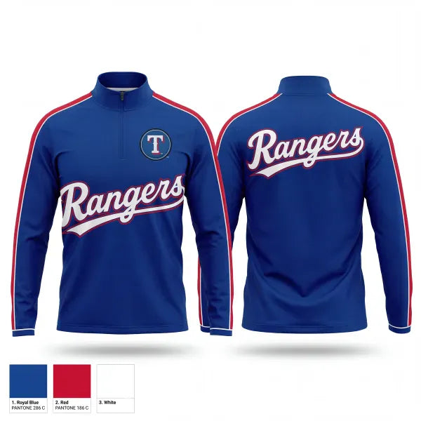 Quarter Zip Jacket, Rangers, Baseball, Teamtime, Team time, sublimation, custom sports apparel, team uniforms, spirit wear, spiritwear, sports uniforms, custom shirts, team store, custom team store, fundraiser sports, apparel fundraiser