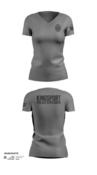 Womens Short Sleeve Vneck Shirt, Kingsport Police Explorer Post, Police, Teamtime, Team time, sublimation, custom sports apparel, team uniforms, spirit wear, spiritwear, sports uniforms, custom shirts, team store, custom team store, fundraiser sports, apparel fundraiser