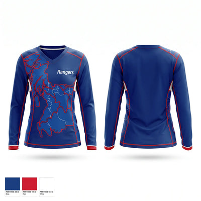 Rangers Women's Long Sleeve V-neck Shirt - 1