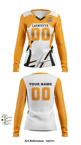 Womens Long Sleeve Vneck Shirt, Lafayette Middle School Volleyball, Women's Volleyball, Teamtime, Team time, sublimation, custom sports apparel, team uniforms, spirit wear, spiritwear, sports uniforms, custom shirts, team store, custom team store, fundraiser sports, apparel fundraiser