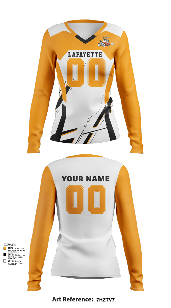 Womens Long Sleeve Vneck Shirt, Lafayette Middle School Volleyball, Women's Volleyball, Teamtime, Team time, sublimation, custom sports apparel, team uniforms, spirit wear, spiritwear, sports uniforms, custom shirts, team store, custom team store, fundraiser sports, apparel fundraiser