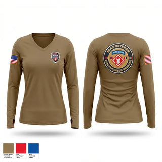 Womens Long Sleeve Vneck Shirt, 20th Airborne Engineer, Army, Teamtime, Team time, sublimation, custom sports apparel, team uniforms, spirit wear, spiritwear, sports uniforms, custom shirts, team store, custom team store, fundraiser sports, apparel fundraiser
