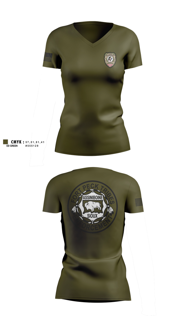 Fort Peck Tribal Fish & Game Women's Short Sleeve V-neck Shirt - 5