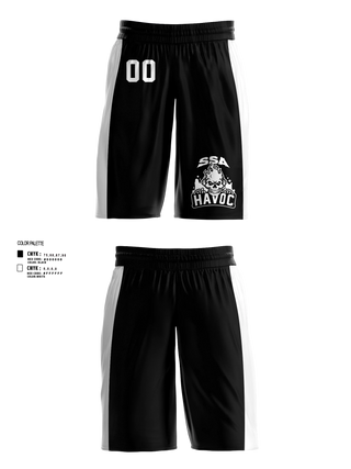 Mens Basketball Shorts, SSA Havoc, Men's Basketball, Teamtime, Team time, sublimation, custom sports apparel, team uniforms, spirit wear, spiritwear, sports uniforms, custom shirts, team store, custom team store, fundraiser sports, apparel fundraiser
