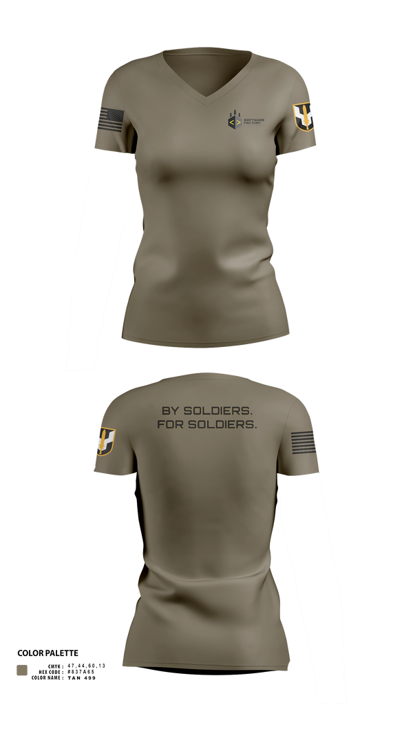 Womens Short Sleeve Vneck Shirt, Army Software Factory, Army, Teamtime, Team time, sublimation, custom sports apparel, team uniforms, spirit wear, spiritwear, sports uniforms, custom shirts, team store, custom team store, fundraiser sports, apparel fundraiser