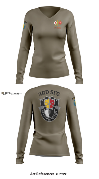 Womens Long Sleeve Vneck Shirt, S6 HHC 3SFG(A), Army, Teamtime, Team time, sublimation, custom sports apparel, team uniforms, spirit wear, spiritwear, sports uniforms, custom shirts, team store, custom team store, fundraiser sports, apparel fundraiser