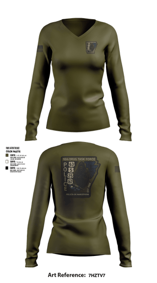 Womens Long Sleeve Vneck Shirt, 16th Drug Task Force, Police, Teamtime, Team time, sublimation, custom sports apparel, team uniforms, spirit wear, spiritwear, sports uniforms, custom shirts, team store, custom team store, fundraiser sports, apparel fundraiser