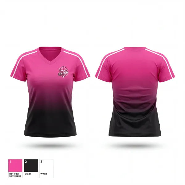 Womens Short Sleeve Vneck Shirt, Illinois Dream, Women's Basketball, Teamtime, Team time, sublimation, custom sports apparel, team uniforms, spirit wear, spiritwear, sports uniforms, custom shirts, team store, custom team store, fundraiser sports, apparel fundraiser