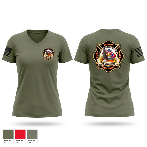 Womens Short Sleeve Vneck Shirt, South Roane County, Fire Department, Teamtime, Team time, sublimation, custom sports apparel, team uniforms, spirit wear, spiritwear, sports uniforms, custom shirts, team store, custom team store, fundraiser sports, apparel fundraiser