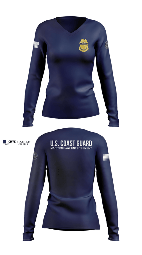 Womens Long Sleeve Vneck Shirt, Sector Miami Boarding Team, Coast Guard, Teamtime, Team time, sublimation, custom sports apparel, team uniforms, spirit wear, spiritwear, sports uniforms, custom shirts, team store, custom team store, fundraiser sports, apparel fundraiser