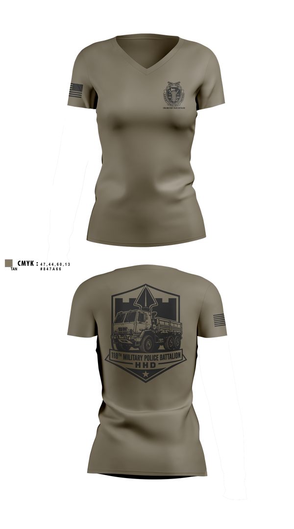 Womens Short Sleeve Vneck Shirt, 118th Military Police Battalion, National Guard, Teamtime, Team time, sublimation, custom sports apparel, team uniforms, spirit wear, spiritwear, sports uniforms, custom shirts, team store, custom team store, fundraiser sports, apparel fundraiser