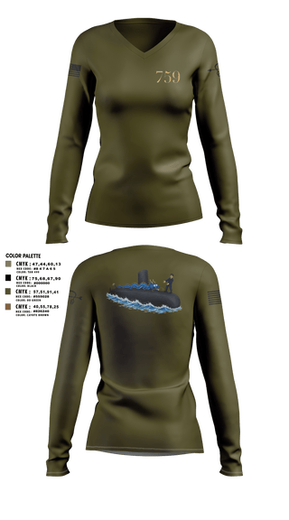 Womens Long Sleeve Vneck Shirt, USS Jefferson City, Navy, Teamtime, Team time, sublimation, custom sports apparel, team uniforms, spirit wear, spiritwear, sports uniforms, custom shirts, team store, custom team store, fundraiser sports, apparel fundraiser