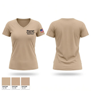 Womens Short Sleeve Vneck Shirt, Megargel Volunteer Fire Department, Fire Department, Teamtime, Team time, sublimation, custom sports apparel, team uniforms, spirit wear, spiritwear, sports uniforms, custom shirts, team store, custom team store, fundraiser sports, apparel fundraiser