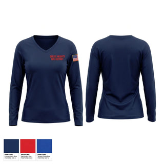 Womens Long Sleeve Vneck Shirt, DREXEL HEIGHTS  FIRE DISTRICT, Fire Department, Teamtime, Team time, sublimation, custom sports apparel, team uniforms, spirit wear, spiritwear, sports uniforms, custom shirts, team store, custom team store, fundraiser sports, apparel fundraiser