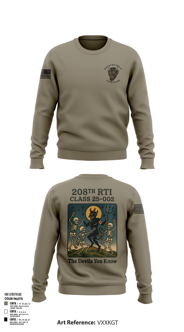 Crew Neck Sweatshirt, 208th RTI MED TRNG CO Class 25-002, , Teamtime, Team time, sublimation, custom sports apparel, team uniforms, spirit wear, spiritwear, sports uniforms, custom shirts, team store, custom team store, fundraiser sports, apparel fundraiser