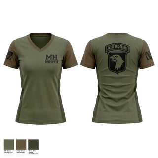 Womens Short Sleeve Vneck Shirt, MH North, Army, Teamtime, Team time, sublimation, custom sports apparel, team uniforms, spirit wear, spiritwear, sports uniforms, custom shirts, team store, custom team store, fundraiser sports, apparel fundraiser