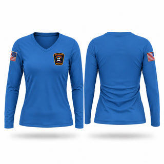Womens Long Sleeve Vneck Shirt, Kearny P.B.A Local 21, Police, Teamtime, Team time, sublimation, custom sports apparel, team uniforms, spirit wear, spiritwear, sports uniforms, custom shirts, team store, custom team store, fundraiser sports, apparel fundraiser