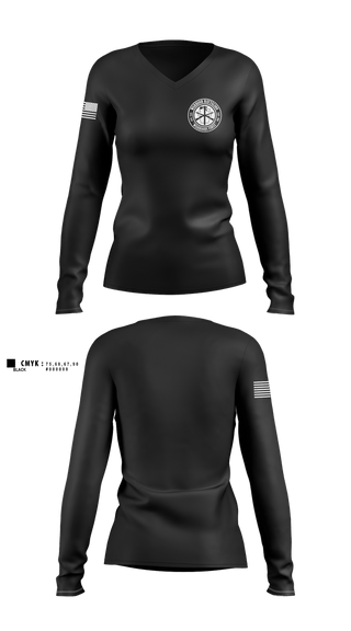 Womens Long Sleeve Vneck Shirt, Indiana University of Pennsylvania Warrior Battalion, Army, Teamtime, Team time, sublimation, custom sports apparel, team uniforms, spirit wear, spiritwear, sports uniforms, custom shirts, team store, custom team store, fundraiser sports, apparel fundraiser