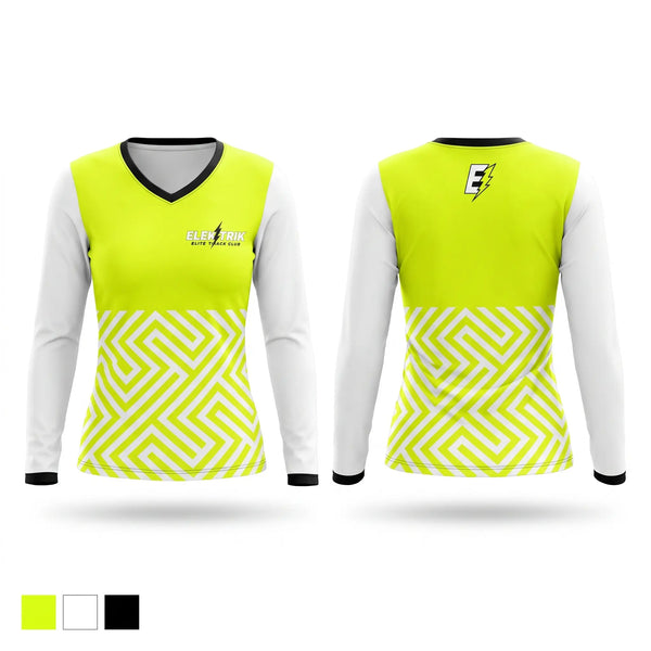 Womens Long Sleeve Vneck Shirt, ELEKTRIK ELITE TRACK CLUB, Track & Field, Teamtime, Team time, sublimation, custom sports apparel, team uniforms, spirit wear, spiritwear, sports uniforms, custom shirts, team store, custom team store, fundraiser sports, apparel fundraiser
