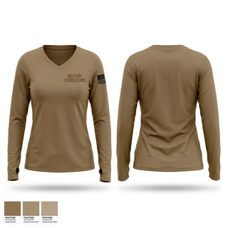 Womens Long Sleeve Vneck Shirt, Military Corrections, Army, Teamtime, Team time, sublimation, custom sports apparel, team uniforms, spirit wear, spiritwear, sports uniforms, custom shirts, team store, custom team store, fundraiser sports, apparel fundraiser
