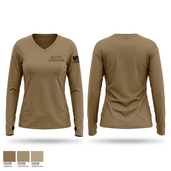 Womens Long Sleeve Vneck Shirt, Military Corrections, Army, Teamtime, Team time, sublimation, custom sports apparel, team uniforms, spirit wear, spiritwear, sports uniforms, custom shirts, team store, custom team store, fundraiser sports, apparel fundraiser