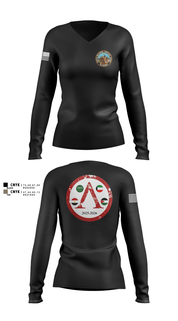 Womens Long Sleeve Vneck Shirt, 650th RSG, Army, Teamtime, Team time, sublimation, custom sports apparel, team uniforms, spirit wear, spiritwear, sports uniforms, custom shirts, team store, custom team store, fundraiser sports, apparel fundraiser