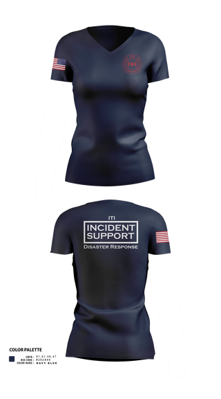 Womens Short Sleeve Vneck Shirt, ITI Disaster Rescue and Response, EMS/EMT, Teamtime, Team time, sublimation, custom sports apparel, team uniforms, spirit wear, spiritwear, sports uniforms, custom shirts, team store, custom team store, fundraiser sports, apparel fundraiser