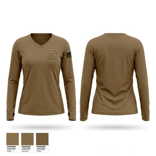 Womens Long Sleeve Vneck Shirt, 422 Bravo company, Army, Teamtime, Team time, sublimation, custom sports apparel, team uniforms, spirit wear, spiritwear, sports uniforms, custom shirts, team store, custom team store, fundraiser sports, apparel fundraiser