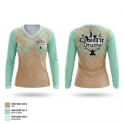 CrossFit Drums 90786319 Women's Long Sleeve V-neck Shirt - 1