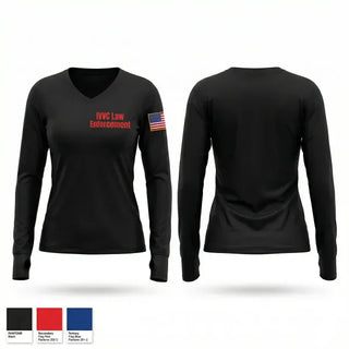 Womens Long Sleeve Vneck Shirt, IVVC Law Enforcement, Police, Teamtime, Team time, sublimation, custom sports apparel, team uniforms, spirit wear, spiritwear, sports uniforms, custom shirts, team store, custom team store, fundraiser sports, apparel fundraiser