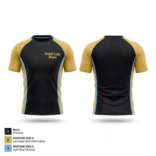 Short Sleeve Rash Guard Shirt, South Lady Bison, Wrestling, Teamtime, Team time, sublimation, custom sports apparel, team uniforms, spirit wear, spiritwear, sports uniforms, custom shirts, team store, custom team store, fundraiser sports, apparel fundraiser