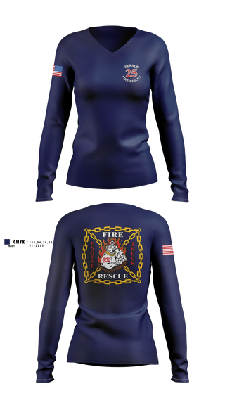 Womens Long Sleeve Vneck Shirt, Station 25, Fire Department, Teamtime, Team time, sublimation, custom sports apparel, team uniforms, spirit wear, spiritwear, sports uniforms, custom shirts, team store, custom team store, fundraiser sports, apparel fundraiser