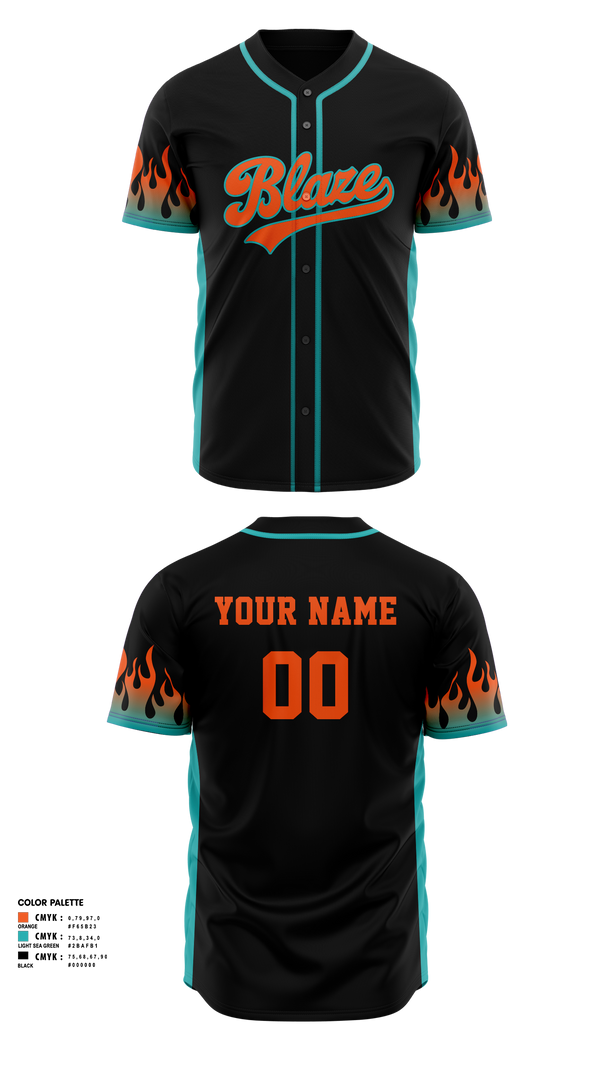 Full Button Softball Jersey, Blaze, Softball, Teamtime, Team time, sublimation, custom sports apparel, team uniforms, spirit wear, spiritwear, sports uniforms, custom shirts, team store, custom team store, fundraiser sports, apparel fundraiser
